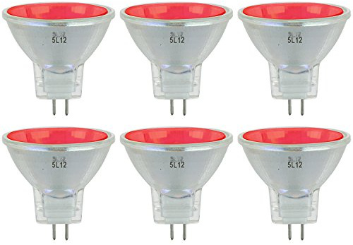 Sunlite 40770-SU 20MR11/SP/12V/R Color MR11 10° Narrow Spot Halogen Lamps, 20-Watt, 12-Volt, GU4 2-Pin Base, Cover Glass, Dimmable, 2,000 Hour Life Span, 6 Pack Red