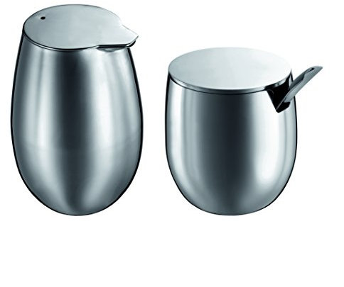 Bodum Columbia - Set de lechera y azucarero con cucharilla, Acero Inoxidable Brillante