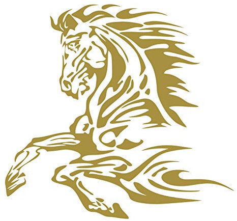 kleb-Drauf | 1 Pferd | Gold - glänzend | Wandtattoo Wandaufkleber Wandsticker Aufkleber Sticker | Wohnzimmer Schlafzimmer Kinderzimmer Küche Bad | Deko Wände Glas Fenster Tür Fliese
