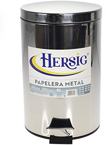 HERSIG - Papelera con Pedal Metalica | Cubo de Basura con Pedal y Tapa - 12 L