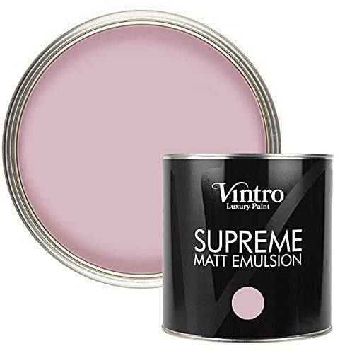 Vintro | Luxury Matt Emulsion | Pink | Smooth Chalky Finish | Multi Surface Paint | for Walls, Ceilings, Wood and Metal 2.5 Litres (Olivia)