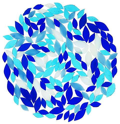 Allazone 200G Carreaux de Mosaïque, Tesselles en Verre Colorées Mélangé Mosaïque Multicolore Mosaïque de Pétales pour La Décoration de La Maison, Artisanat de Bricolage, Bleu Mélangé