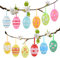 AhfuLife 12 pcs Huevo de Pascua Colgante, Huevo de Pascua Decoración para el Arbol, Huevos de Pascua de Plástico de Colores, Huevos de Pascua Reuniones Familiares (Huevos de Pascua -12pcs)