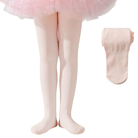 EPEIUS Fleece Lined Tights for Girls,Winter Warm Leggings Little Girl Thick Thermal Warm Dance Tights 900D 8-10 Years Old,Ballet Pink 1 Pack L