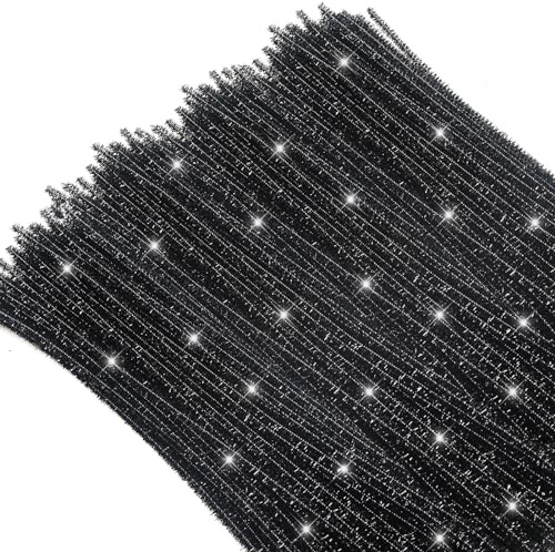 TOAOB 100 Stück Schwarz Glitzer Pfeifenreiniger zum Basteln Chenilledraht | Pfeifenputzer zum Basteln, Lang 30cm und Breit 6mm, Pipe Cleaners für Basteln und Dekorieren