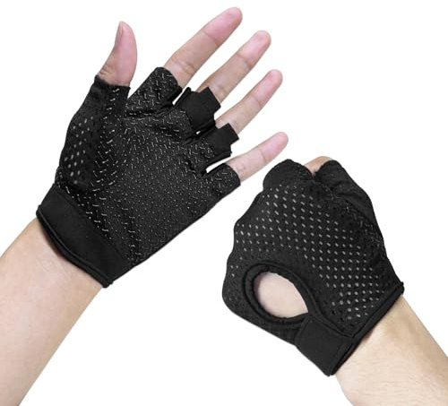 Guanti da Fitness, Guanti da Fitness Traspiranti e Antiscivolo, Mezze Dita Guanti Palestra Antiscivolo, Guanti da Palestra per Uomo e Donna, per Sollevamento Pesi, Ciclismo, Bodybuilding, Palestra