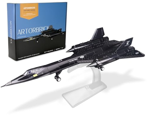 ArtorBricks SR-71 Reconnaissance Blackbird Airplane Military Building Set with Display Stand - 183Piece Model Kit for Adults, Collectors & Hobbyists