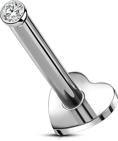 OUFER Body Piercing Corporale 16G Labret in Titanio per Labbra Stud Tragus Helix Orecchini da Piercing senza Filo Orecchini con Schiena Piatta 5/6/8/10/12mm Barra per Conchiglia