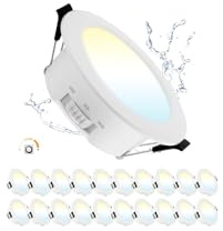Grebeam LED Spots 68mm 5W Built-in Spot 230V Dimmable IP44 Ceiling Spots Warm White, Neutral White, Cool White, Dimmable LED Spotlight for Bathroom Kitchen Living Room,20 Pack