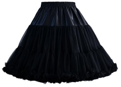 GIVBRO Dam Tutu Petticoat Svart Tyllkjol Flerlagers Puffig Cosplay Underkjol För Festkostym Danskjol, Längd 55cm