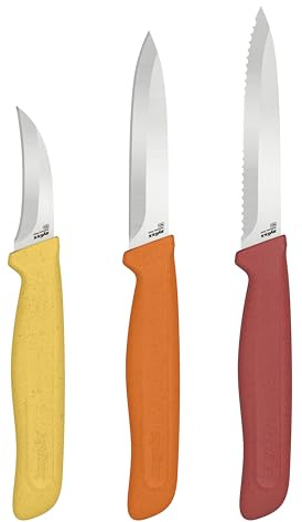 Zyliss Classico Coltelli da Cucina (3 Pezzi), Coltello Spelucchino Curvo e Spelucchino Seghettato, Set di Coltelli da Cucina Professionali, Acciaio Inossidabile, Lame Affilate, Coltello per Vedura
