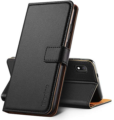 Hianjoo Hülle Kompatibel für Samsung Galaxy A10, Handyhülle Tasche Premium Leder Flip Wallet Case Kompatibel für Samsung Galaxy A10 [Standfunktion/Kartenfächern/Magnetic Closure Snap], Schwarz
