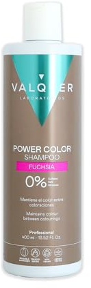 Valquer Professional Shampoo Power Color gefärbtes Haar. Vegan und Sulfatfrei (Fuchsia) Haarfarbe Enhancer - 400 ml