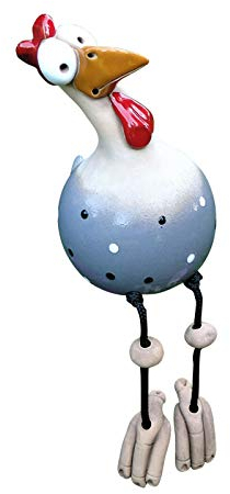 Keramik Huhn Hilde Gartendeko Tierfigur Gartenstecker Keramikfigur Handarbeit Ornament, Gartendeko Huhn Deko, Handarbeit Gartendeko Hahn Henne Vogel Seitensitz für Indoor Outdoor Decorative (Blau)