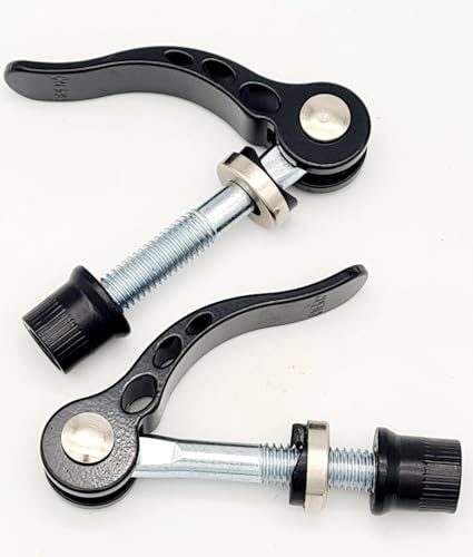 2er Set Schnellspanner M8x55mm Sattelklemme Schnellverschluss aus Aluminium 6061-T6 Quick-Release für Dahon Klapprad & Anhänger (Schwarz)
