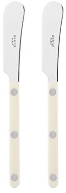 SABRE PARIS - Servizio di 2 coltelli spalmaburro 14 cm - Bistrot - Ideale per burro, tapenade, creme spalmabili - Acciaio inox e nylon - Va in lavastoviglie - Avorio