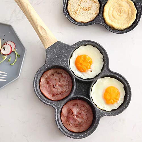 Breakfast Pancake Pan,Hole Omelette Pan, 4 Hole Breakfast Pancake Pan,Non-Stick Egg Pancake Pans,Breakfast Steak Fried Egg Burger Pan,Kitchen Breakfast Maker,for Induction Hob Gas Stove