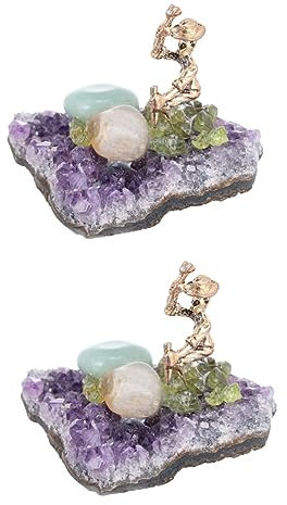 Alipis 2 STK Amethyst-Cluster des Bergmanns decoraciones para sala de casa irregulär heim bürodeko büro Dekoration Wohnkultur natürlicher Amethyst-Cluster-Schmuck Kristallbergmann-Statue
