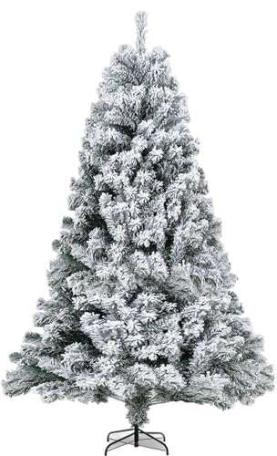 Carnavalife, Arbol Navidad Flocado, Arbol Navidad con Nieve, Decoración de Navidad Artificial, Blanco con Base Metálica, Arbol Navideño nevado (120CM 200T)