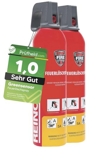 GREENSENSOR Spray extintor de incendios premium, 500-750 gramos, reutilizable, ideal para cocina y hogar, adecuado para incendios de grasa y más (2 extintores, 750 g)