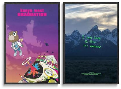 Generisch 2 PCS Kanye Album Cover Poster West Ye Art Graduierung Wandkunst, Schlafzimmer-Dekor Poster 16x24inch(40x60cm)