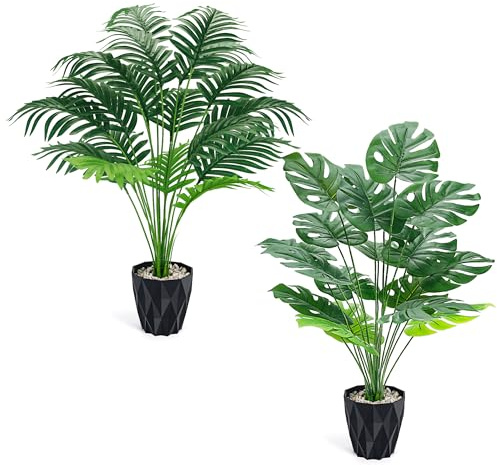BTSD-home 2 Stück 71cm Kunstpflanze Künstliche Pflanzen Kunstpflanzen Groß Kunstpflanzen Fake Palm Plant Fürwohnzimmer Balkon Zimmer Schlafzimmer Deko