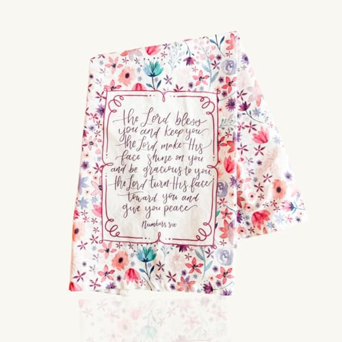 Elly and Grace Christian Kitchen Towels, Cute Religious Tea Towels for Decor & Cleaning, 100% Cotton 28 by 20 inches (The Lord Bless You)