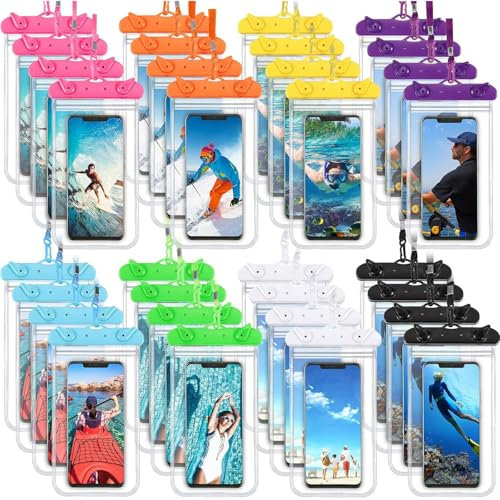 Weewooday 120 Pieces Waterproof Phone Pouch Bulk Universal Multicolor Cellphone Case Ipx8 Waterproof up to Smartphone 6.9 Inch for Cruise Gifts Beach Pool Party Outdoor Swimming Snorkeling