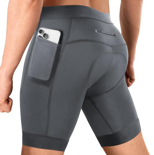 Niksa Cycling Shorts Mens 3D Gel Padded Anti-Slip Leg Grippers Bicycle Shorts with Phone Pockets MTB/Road Bike Shorts for Mountain Biking, Commuting Cycle