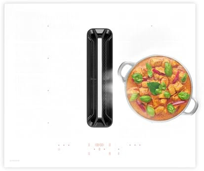 Klarstein - Piano a Induzione con Cappa Integrata, Efficienza Energetica A+, 600 m³/ora, 14 kW, 4 Zone di Cottura, Motore Silenzioso: 52 dB, Controllo a Sfioramento, Bianco