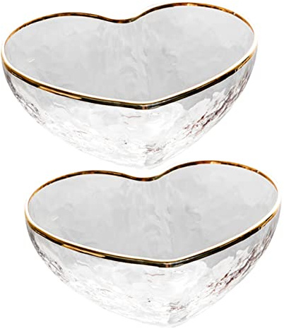 BESPORTBLE 2pcs Heart Shaped Glass Bowls for Desserts Fruits and Snacks Creative Kitchen Gadgets for Home Use and Celebrations