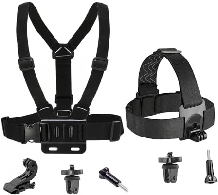 2in1 Action Camera Chest + Head Strap Mount for Insta 360 X5 X4 X3 X2 X ACE Pro ONE RS R GO 2 3, Hat Headband Belt for GoPro Hero 13 12 11 10, Fusion Max, DJI Osmo Action, AKASO,Apexcam, Surfola