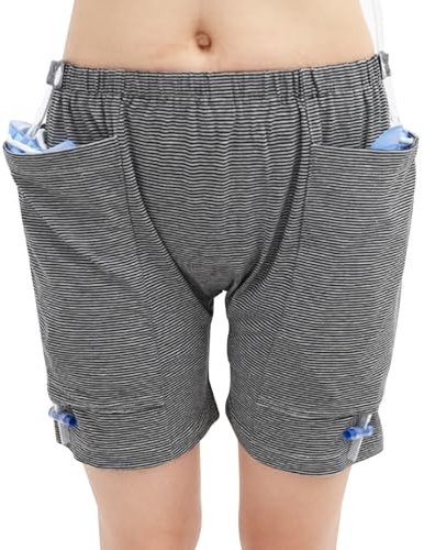 Ropa interior de catéter de algodón para hombres con elástico y bolsillos, ropa con bolsa de nefrostomía oculta para recuperación de cirugía(L) Sin bolsa de orina