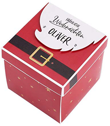Herz & Heim® Weihnachts-Überraschungsbox mit Namensaufdruck - Handgefertigt in Deutschland - tolle Idee für ein Geldgeschenk zum Fest Weihnachtsmann