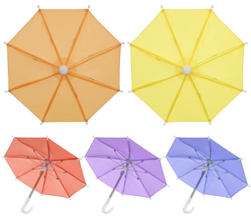 NUOBESTY 5pcs Mini Umbrella Garden Decoration Hanging Ornament Decorative Props Kids Children Toy Solid Color Random Color