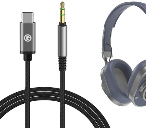 GEEKRIA QuickFit USB-C Digital zu Audio Kabel Kompatibel mit MG20, V-MODA Crossfade 2, M-80, Crossfade LP, LP2 Kopfhörer, Type-C Ersatz-Stereokabel für Pixel 6/5/4a, S20+, Note 10/20 (1.2m)
