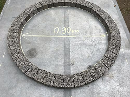 110 cm Garden Stones Circle Tree Surrounding Granite Bricks Plant Flowers Ring Lawn Grass Border Edging Decorative Concrete Stones Fountain Statue Bird Feeder Base Surround Grey Slabs