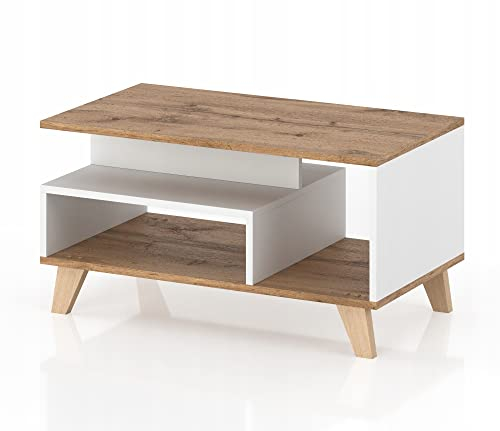 VBChome Kaffeetisch 90 x 45 x 57 cm Weiß Couchtisch Wohnzimmertisch Teetisch Beistelltisch Sofatisch Modern Wohnzimmer Büro
