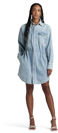 G-Star RAW Damen Relaxed Drawcord Denim Kleid, Blau (Sun Faded Blue Mist D24353-D252-G342), M