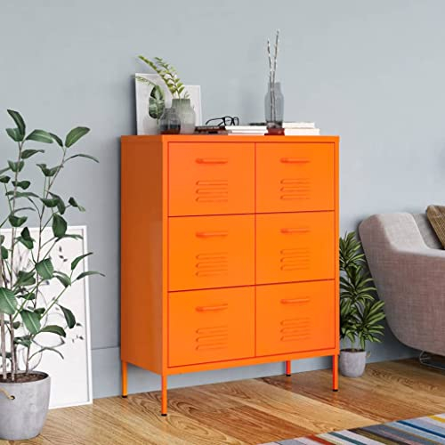 THOYTOUI Schubladenschrank, Kleiderschrank Büroschrank Vorratsschrank Stahlschrank Geeignet für Garagen Supermärkte Lagerhaus Büro Orange 80x35x101.5 cm Stahl