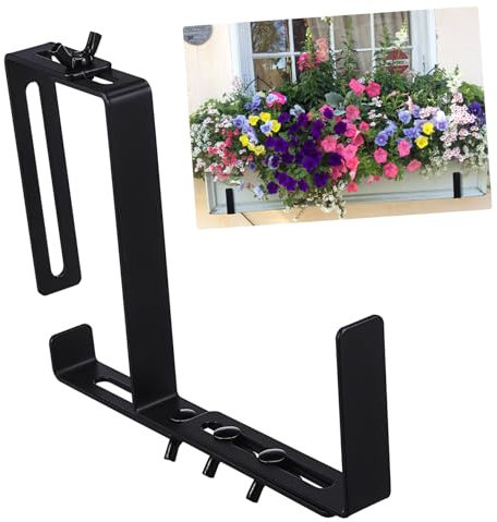 BESPORTBLE Supporto per Fioriera da Balcone in Metallo Nero Lunghezza Regolabile e Struttura Robusta per Ringhiere Esterne e Spazi All'aperto