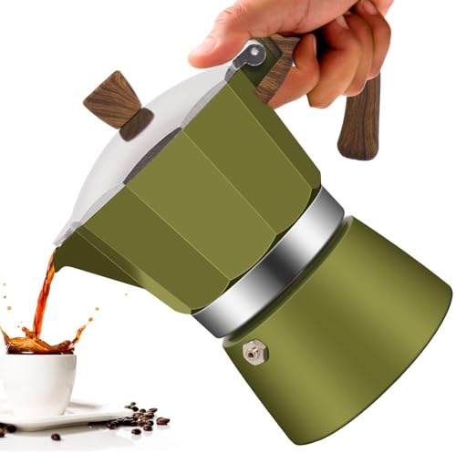 Vaolvpant 3 Cup Aluminum Moka Pot Classic Stovetop Espresso Coffee Maker 150ml 5oz Coffeemaker Percolator Mocha Pot Greca Coffee Maker Cafe Makers for Italian and Cuban Café Brewing Green