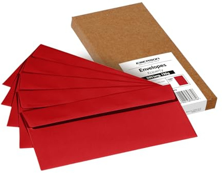 Emerson Briefumschläge bunte postkarten blanko DIN lang (25 Stück) Kuvert, blanko karten zum selbstgestalten, Grußkarten ohne Fenster, Grußkarten, Hochzeitseinladungskarten- 130g 220x110 mm - Rot