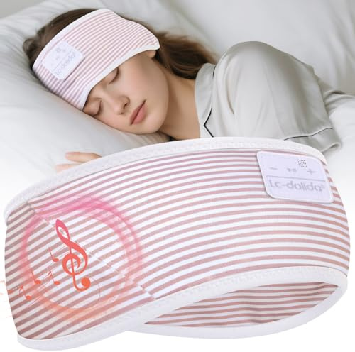 LC-dolida Schlafkopfhörer Bluetooth Sport Stirnband, 15h Akku & HiFi-Stereo | 4-Wege Stretch & No-Slip Yoga Stirnband Wireless Sport-Kopfhörer für Laufen, Fitnessstudio | 15H Playtime, Hi-Fi Sound