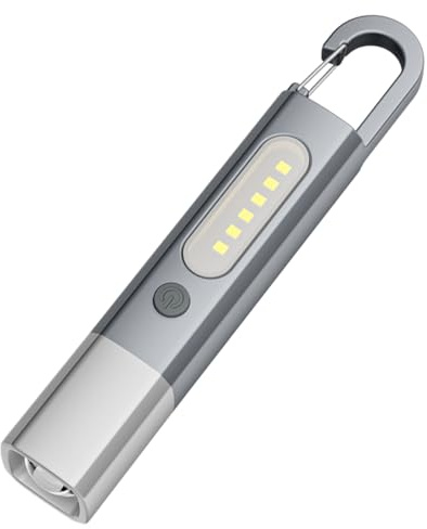 Genérico Linterna LED Compacta,Linternas Pequeñas Potentes Con Gancho Para Senderismo - Linterna LED Recargable de Bolsillo con Batería de 1200 MAh para Viajar Acampar Senderismo Pescar