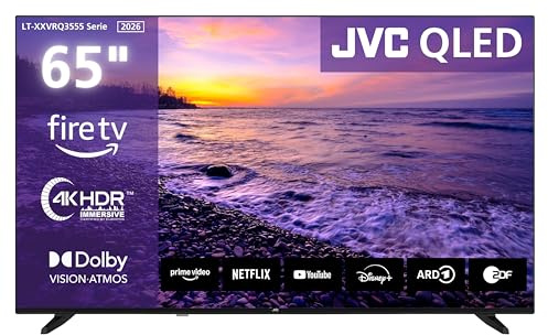 JVC LT-65VRQ3555 QLED Fernseher 65 Zoll Fire TV 4K UHD Auflösung Smart TV | Dolby Vision HDR | Dolby Atmos | Alexa Sprachsteuerung | Apple AirPlay | 3x HDMI, 2x USB | Triple-Tuner DVB-C/-S2/-T2 | 2026