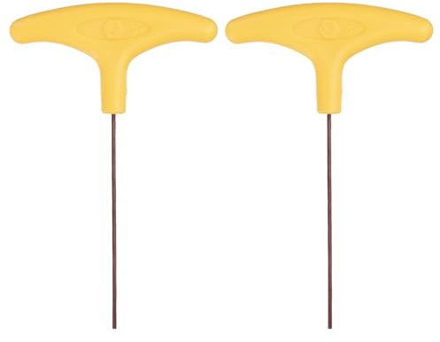 sourcing map Lot de 2 clés hexagonales avec poignée en T - 2 mm - En acier S2 - Long bras - Jaune - Extrémité plate - Clé hexagonale intérieure - Outil de réparation pour la maison, l'entretien