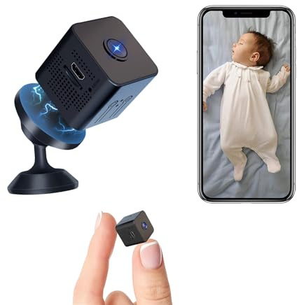 Mini telecamera spia 1080P WiFi nascosta per la sicurezza domestica, telecamera di sicurezza wireless per interni con magnete, piccole fotocamere con visione notturna, rilevamento del movimento, micro