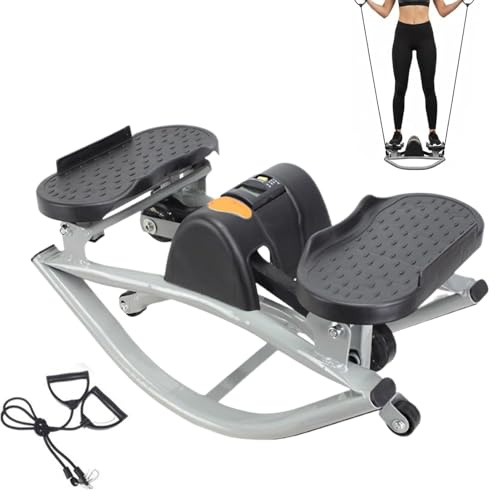 Rock, Stepper per ginocchia e articolazioni, a dondolo, per fitness, con bande di resistenza e display LCD, compatto, per allenamento a casa, per gambe, glutei, addominali