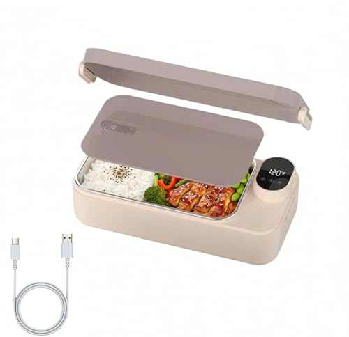 Holdes Boîte-Repas Chauffante Électrique pour Adultes,Réchaud Alimentaire Rechargeable - Boîte Repas Sans Fil Avec Conteneur Inoxydable | Pour, Adultes, Travail, Voyage, École et Préparation de Repas